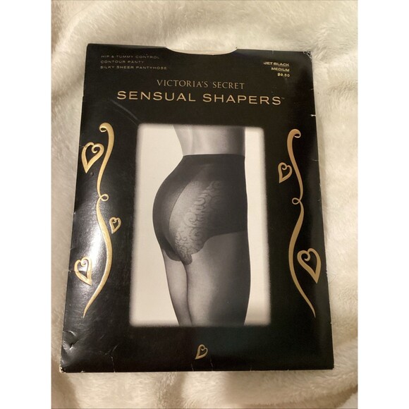 Victorias Secret Sensual Shapers Sheer Pantyhose Jet Black M Hip & Tummy Control - Picture 1 of 8